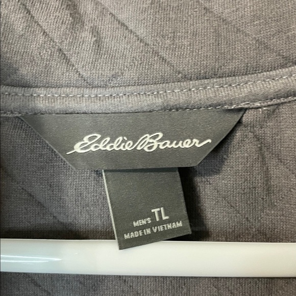 Eddie Bauer Men's Gray 1/4 Zip-Up Quilted Sweater Pocket Size Large Tall - Picture 2 of 8